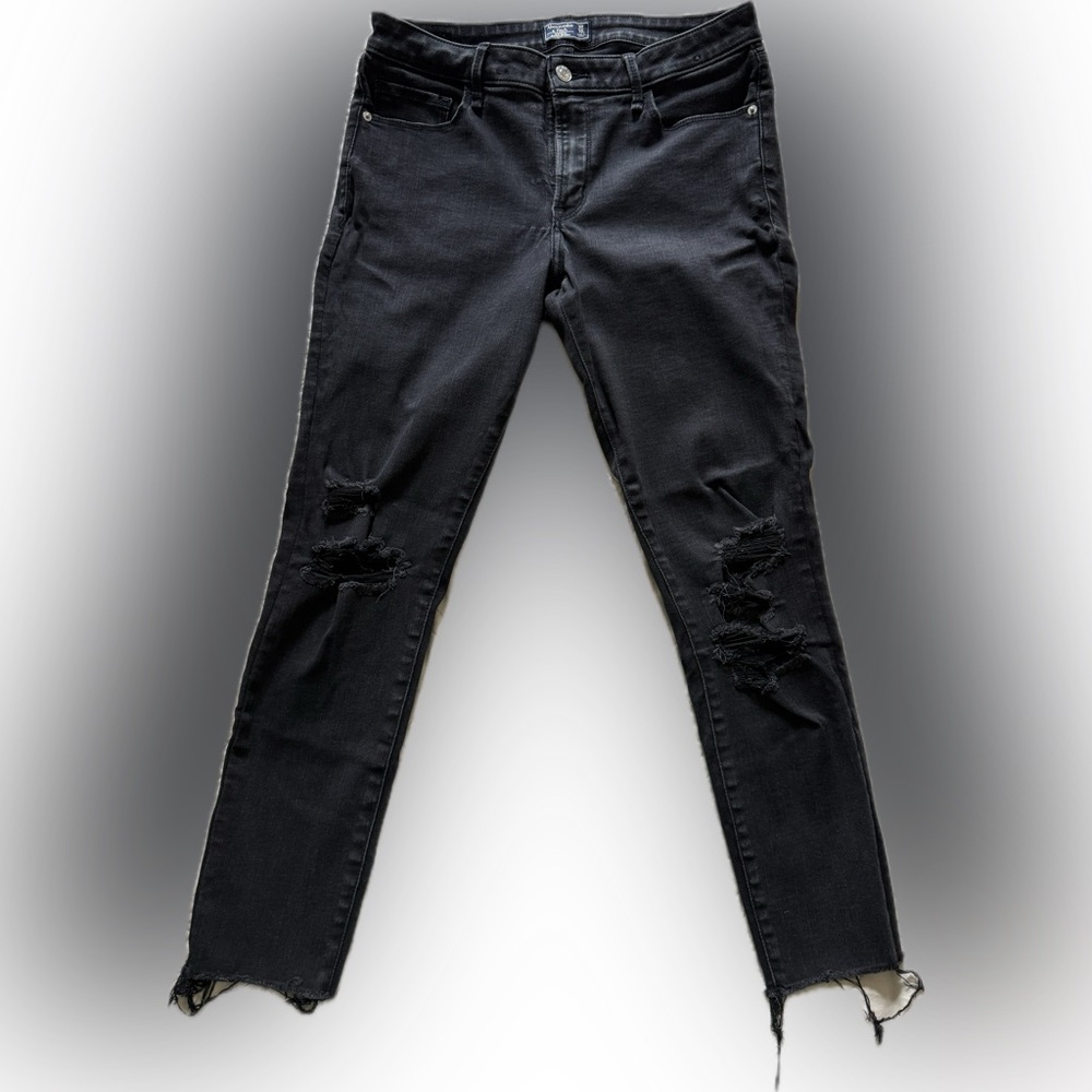 Abercrombie & Fitch Black Ripped Skinny Jeans 10S